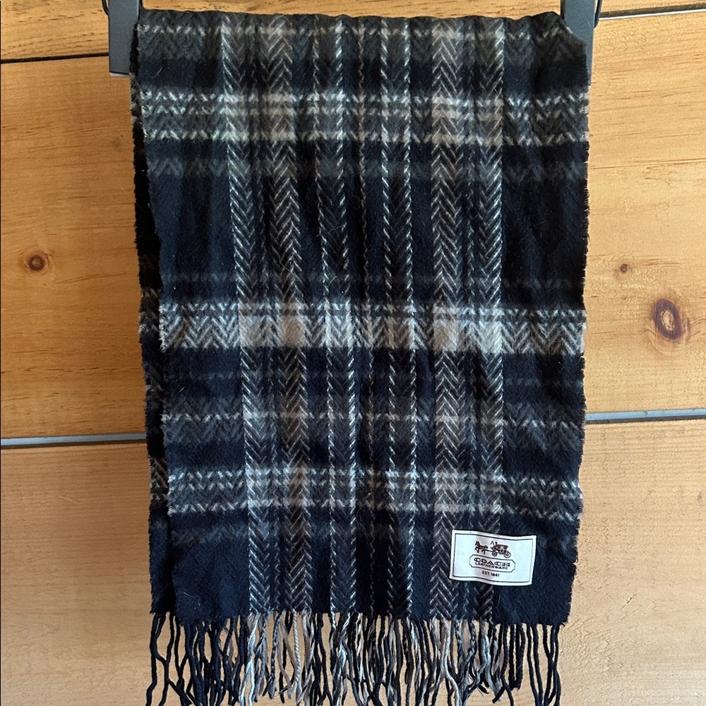 Coach Black and White Checkered Scarf